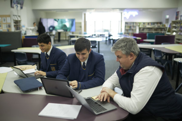 YEAR 11 STUDENTS AND HEAD OF AUNGIER HOUSE, MR JOHN MCCOY