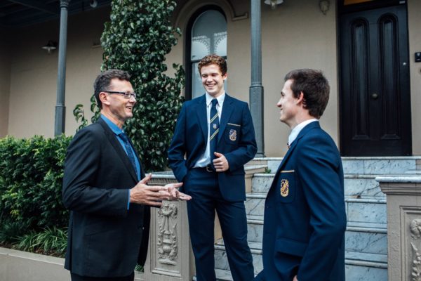 Students wearing the new 2020 academic uniform