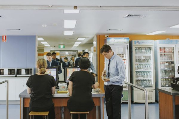 Students buying lunch at the senior school canteen